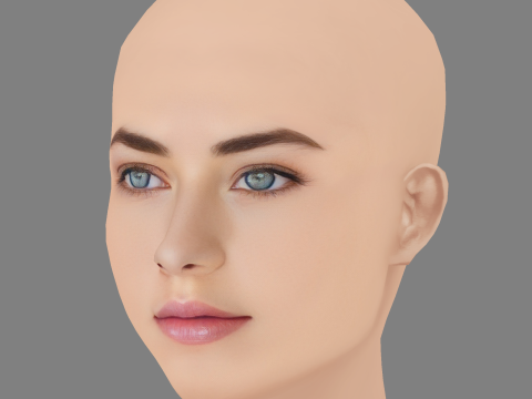 Голова Крістіни Піменової - без волосся - голова з низьким полем для гри 3D Модель