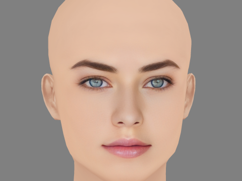 Голова Крістіни Піменової - без волосся - голова з низьким полем для гри 3D Модель