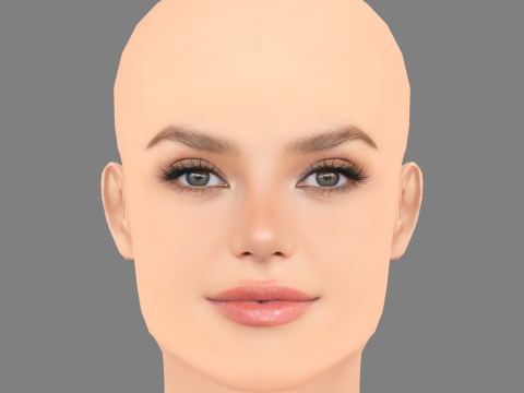 Krystyna Pyszkova 헤드 - 머리카락 없음 - 게임용 로우 폴리 헤드 3D 모델