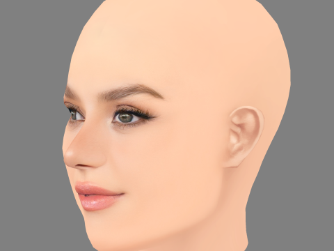Krystyna Pyszkova 헤드 - 머리카락 없음 - 게임용 로우 폴리 헤드 3D 모델
