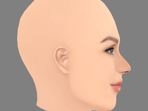 Krystyna Pyszkova 헤드 - 머리카락 없음 - 게임용 로우 폴리 헤드 3D 모델