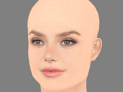 Krystyna Pyszkova 헤드 - 머리카락 없음 - 게임용 로우 폴리 헤드 3D 모델