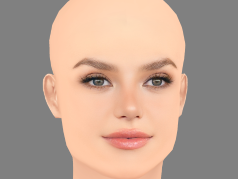 Krystyna Pyszkova 헤드 - 머리카락 없음 - 게임용 로우 폴리 헤드 3D 모델