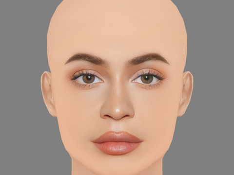 Голова Кайлі Дженнер - без волосся - низькополігональна голова для гри 3D Модель