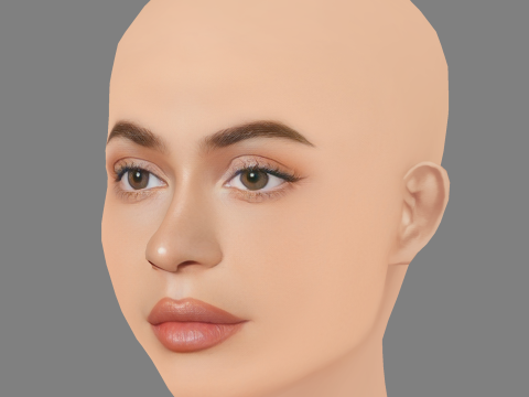 Голова Кайлі Дженнер - без волосся - низькополігональна голова для гри 3D Модель