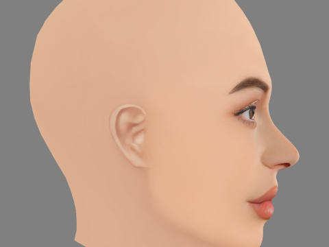 Голова Кайлі Дженнер - без волосся - низькополігональна голова для гри 3D Модель