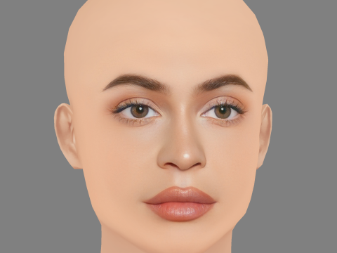 Голова Кайлі Дженнер - без волосся - низькополігональна голова для гри 3D Модель