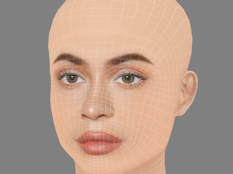 Голова Кайлі Дженнер - без волосся - низькополігональна голова для гри 3D Модель