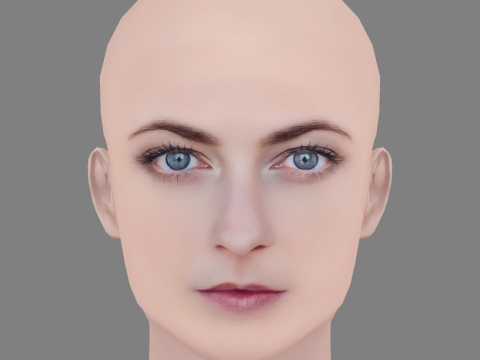 Lara Pulver ヘッド - 髪なし - ゲーム用の低ポリヘッド 3Dモデル