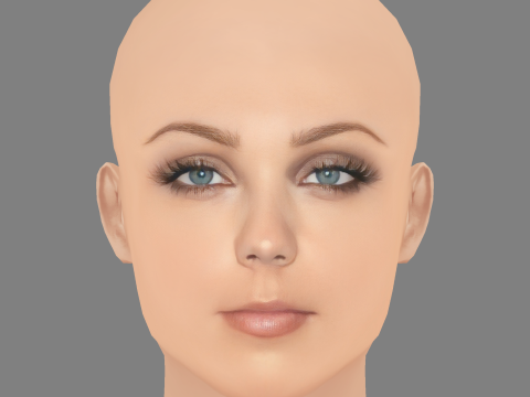 劳拉·范德沃特头 - 无头发 - 低聚游戏头 3D 模型