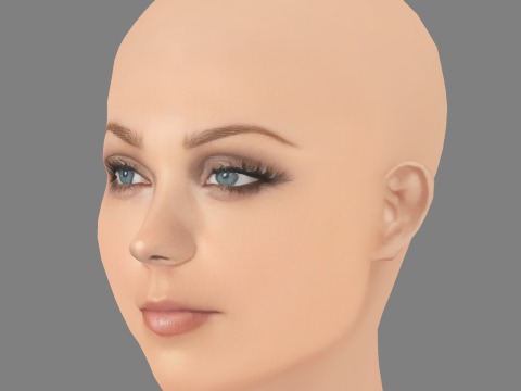 劳拉·范德沃特头 - 无头发 - 低聚游戏头 3D 模型