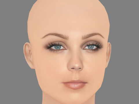 劳拉·范德沃特头 - 无头发 - 低聚游戏头 3D 模型