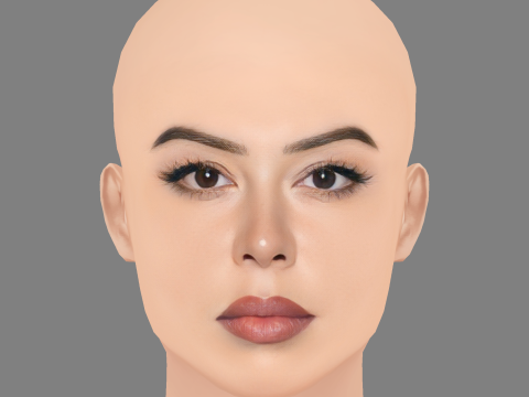 लॉरेन चैन हेड - नो हेयर - गेम के लिए लो पॉली हेड 3D मॉडल