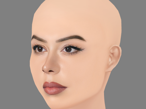 लॉरेन चैन हेड - नो हेयर - गेम के लिए लो पॉली हेड 3D मॉडल