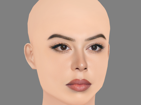 लॉरेन चैन हेड - नो हेयर - गेम के लिए लो पॉली हेड 3D मॉडल