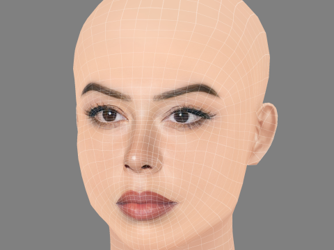 लॉरेन चैन हेड - नो हेयर - गेम के लिए लो पॉली हेड 3D मॉडल