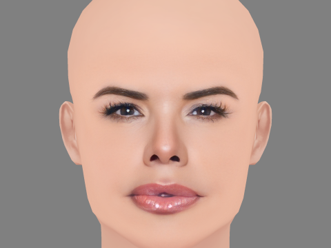 劳伦·桑切斯头 - 无头发 - 低聚游戏头 3D 模型