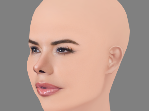 劳伦·桑切斯头 - 无头发 - 低聚游戏头 3D 模型