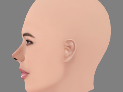 劳伦·桑切斯头 - 无头发 - 低聚游戏头 3D 模型