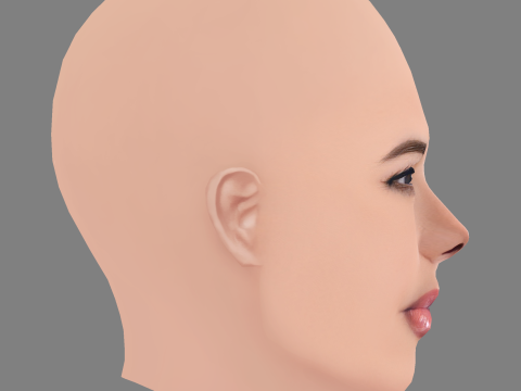 劳伦·桑切斯头 - 无头发 - 低聚游戏头 3D 模型