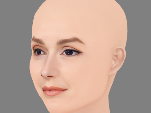 Leighton Meester Head - No Hair - Laag poly hoofd voor wild 3D Model