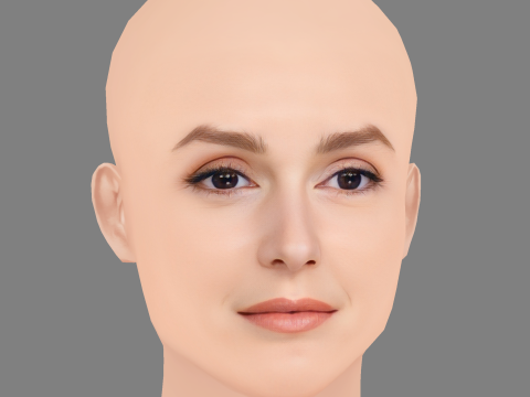 Leighton Meester Head - No Hair - Laag poly hoofd voor wild 3D Model