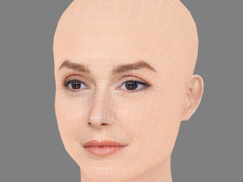 Leighton Meester Head - No Hair - Laag poly hoofd voor wild 3D Model