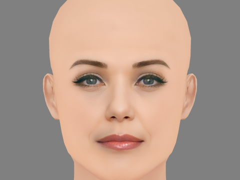 Leslie Bibb Head - 无头发 - 低聚游戏头 3D 模型