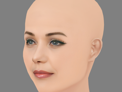 Leslie Bibb Head - 无头发 - 低聚游戏头 3D 模型