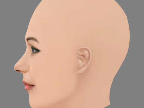 Leslie Bibb Head - 无头发 - 低聚游戏头 3D 模型