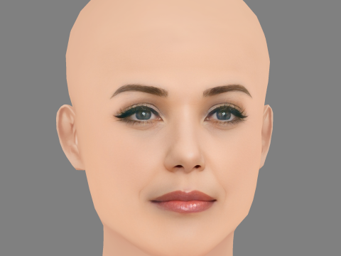 Leslie Bibb Head - 无头发 - 低聚游戏头 3D 模型