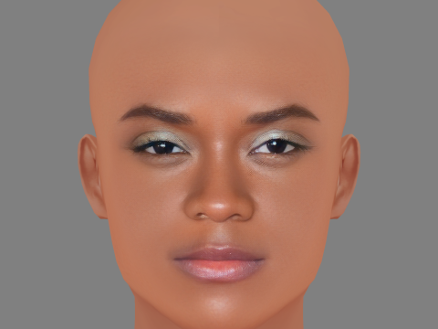 Letitia Wright 頭 - 髪なし - ゲーム用の低ポリ頭 3Dモデル