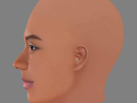 Letitia Wright 頭 - 髪なし - ゲーム用の低ポリ頭 3Dモデル