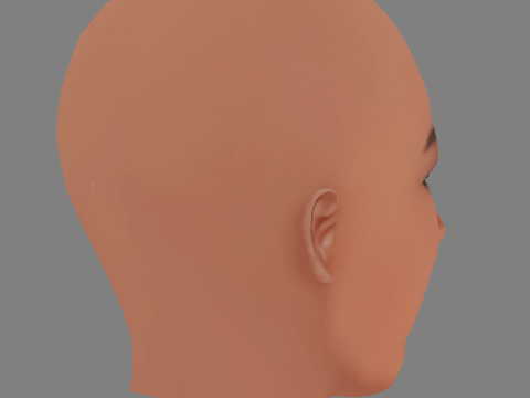 Letitia Wright 頭 - 髪なし - ゲーム用の低ポリ頭 3Dモデル