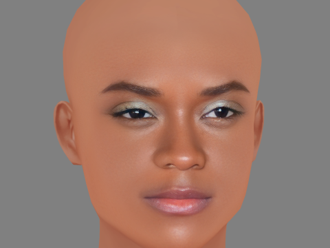 Letitia Wright 頭 - 髪なし - ゲーム用の低ポリ頭 3Dモデル