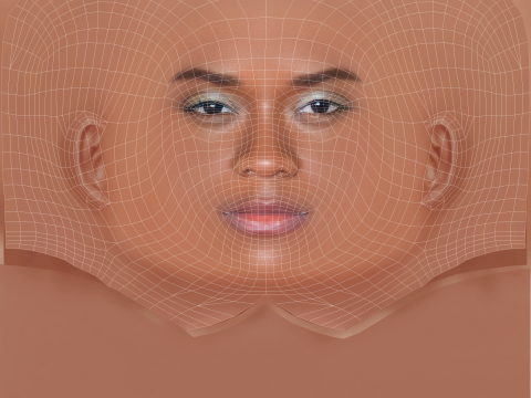 Letitia Wright 頭 - 髪なし - ゲーム用の低ポリ頭 3Dモデル