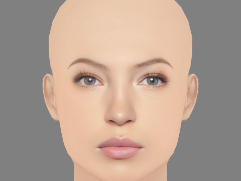 Голова Ліли Мосс - без волосся - голова з низьким полі для гри 3D Модель