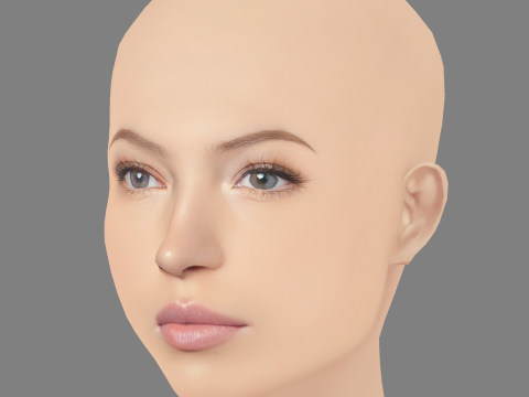 Голова Ліли Мосс - без волосся - голова з низьким полі для гри 3D Модель
