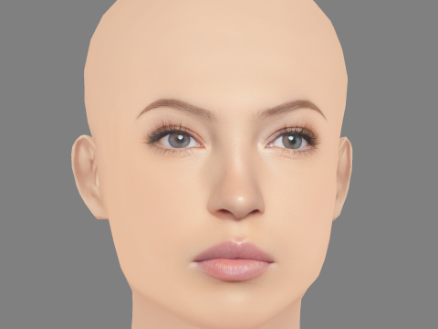 Голова Ліли Мосс - без волосся - голова з низьким полі для гри 3D Модель