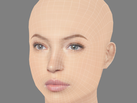 Голова Ліли Мосс - без волосся - голова з низьким полі для гри 3D Модель