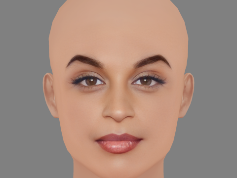 Голова Ліллі Сінгх - без волосся - низькополігональна голова для гри 3D Модель