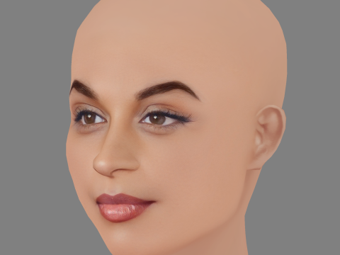 Голова Ліллі Сінгх - без волосся - низькополігональна голова для гри 3D Модель