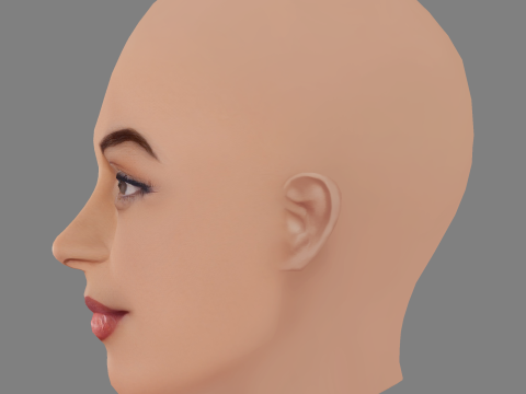 Голова Ліллі Сінгх - без волосся - низькополігональна голова для гри 3D Модель