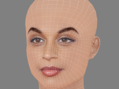 Голова Ліллі Сінгх - без волосся - низькополігональна голова для гри 3D Модель