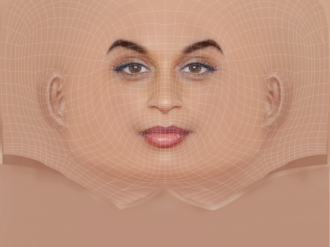 Голова Ліллі Сінгх - без волосся - низькополігональна голова для гри 3D Модель