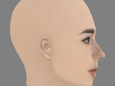 Testa di Lily Collins - Senza capelli - Testa in polietilene bassa per il gioco Modello 3D