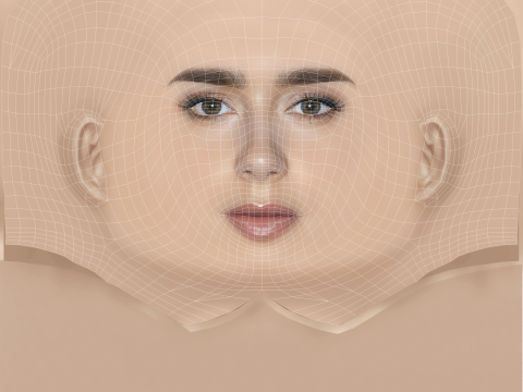 Testa di Lily Collins - Senza capelli - Testa in polietilene bassa per il gioco Modello 3D