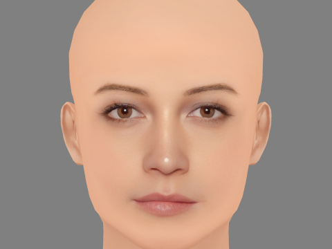 Lily Gladstone Head - No Hair - Tête low poly pour le jeu Modèle 3D