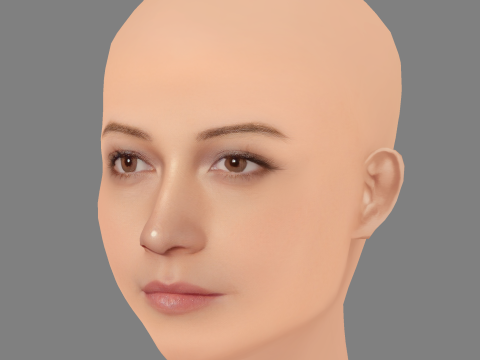 Lily Gladstone Head - No Hair - Tête low poly pour le jeu Modèle 3D