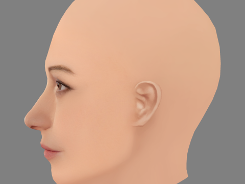 Lily Gladstone Head - No Hair - Tête low poly pour le jeu Modèle 3D